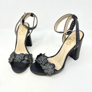 Circus by Sam Edelman Merle Studded Floral Leather Sandals Black Size‎ 6